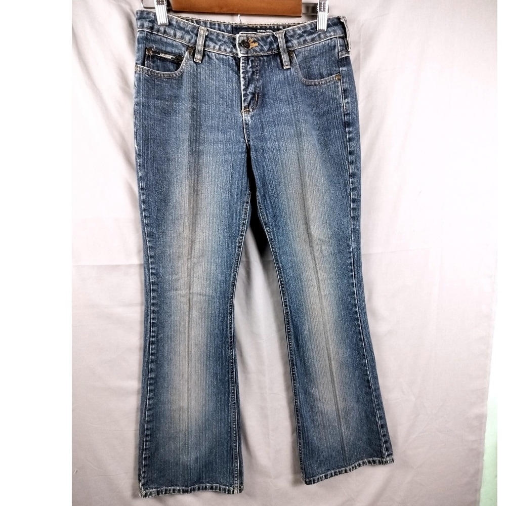 Squeeze Jeans Women 5/6 Blue Bootcut Low Rise Vintage Y2K Denim Flare Retro Fade